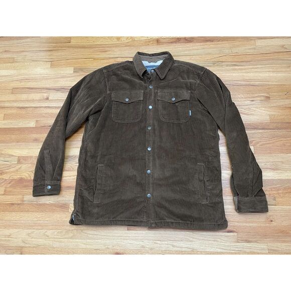 Eddie Bauer Men’s XLT Brown Corduroy Sherpa Lined Shacket Jacket Faux Fur Fleece - Picture 1 of 12